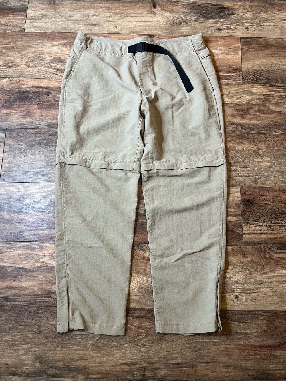 North Face Pants Men’s 38 Paramount Trail Convertible Belted Beige Twill Outdoor